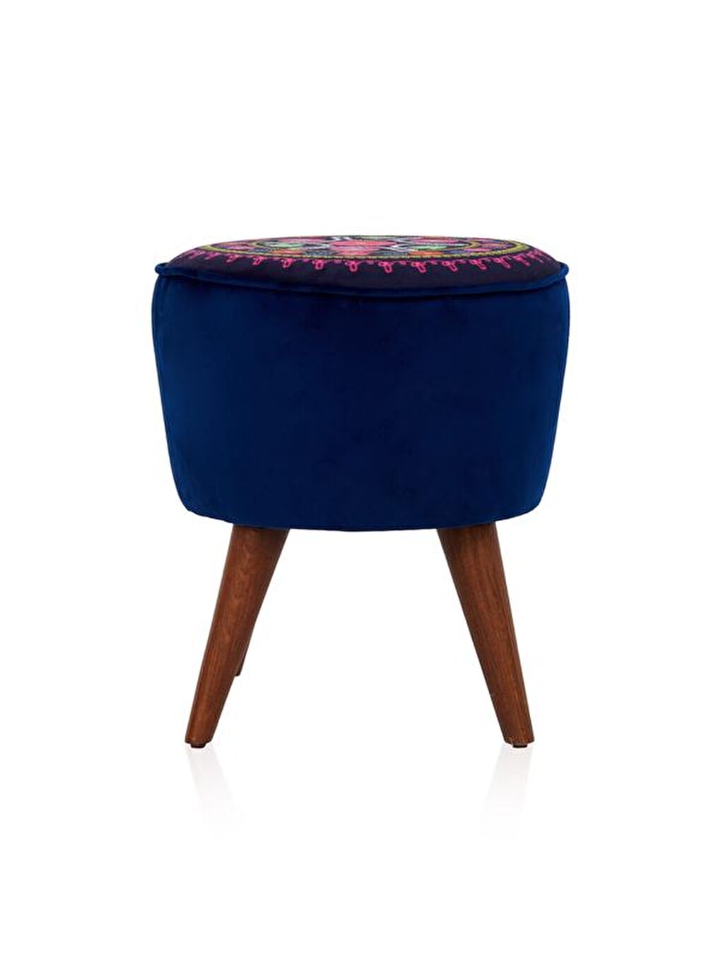 Karışık Retro Yuvarlak Etnik Puf - Renkli-1