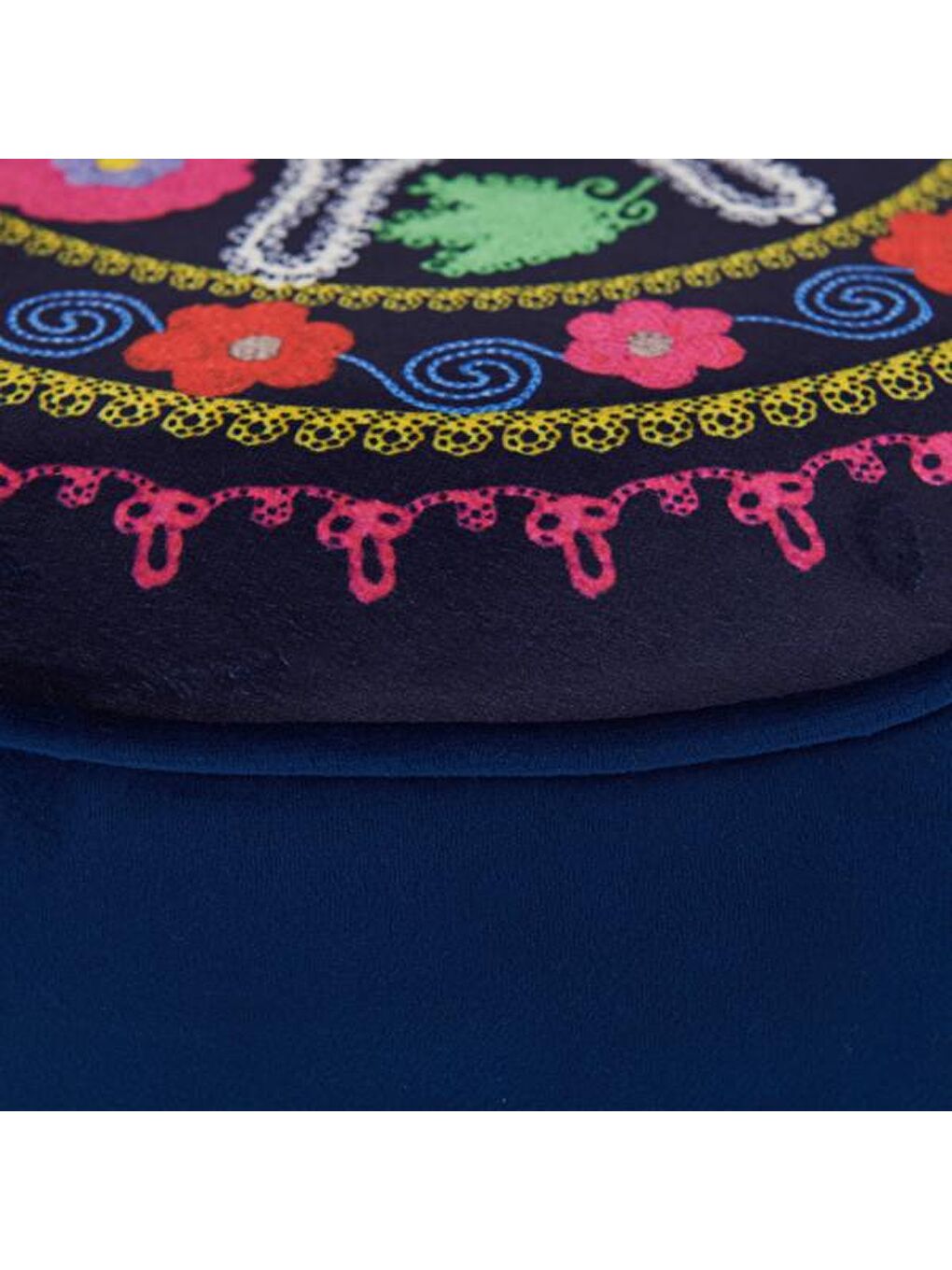 Karışık Retro Yuvarlak Etnik Puf - Renkli-2