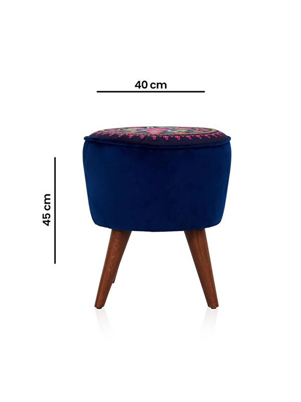 Karışık Retro Yuvarlak Etnik Puf - Renkli-5