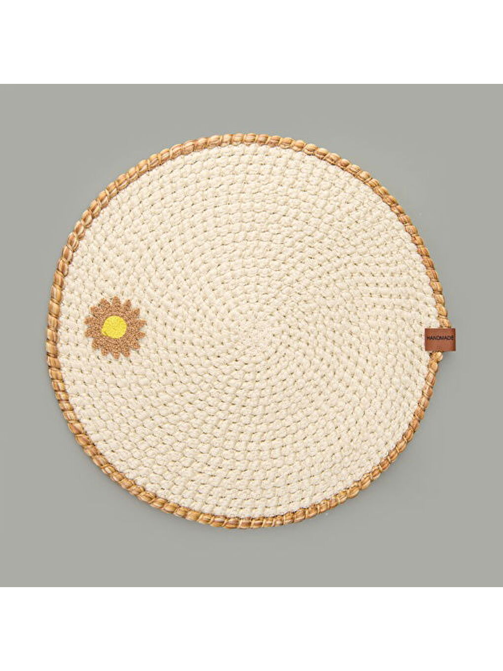 Soft Çiçek Nakışlı Supla - Ekru - 33x33 cm-1