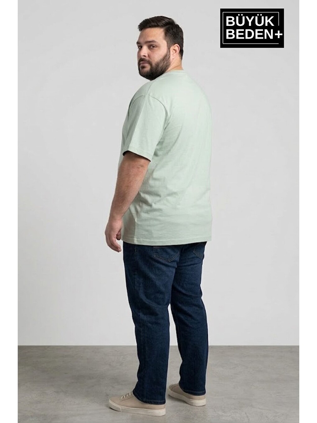Turkuaz Erkek Büyük Beden Orta Brooklyn Baskılı 3xl-6xl Bisiklet Yaka Tshırt Spr26bts510-8-1