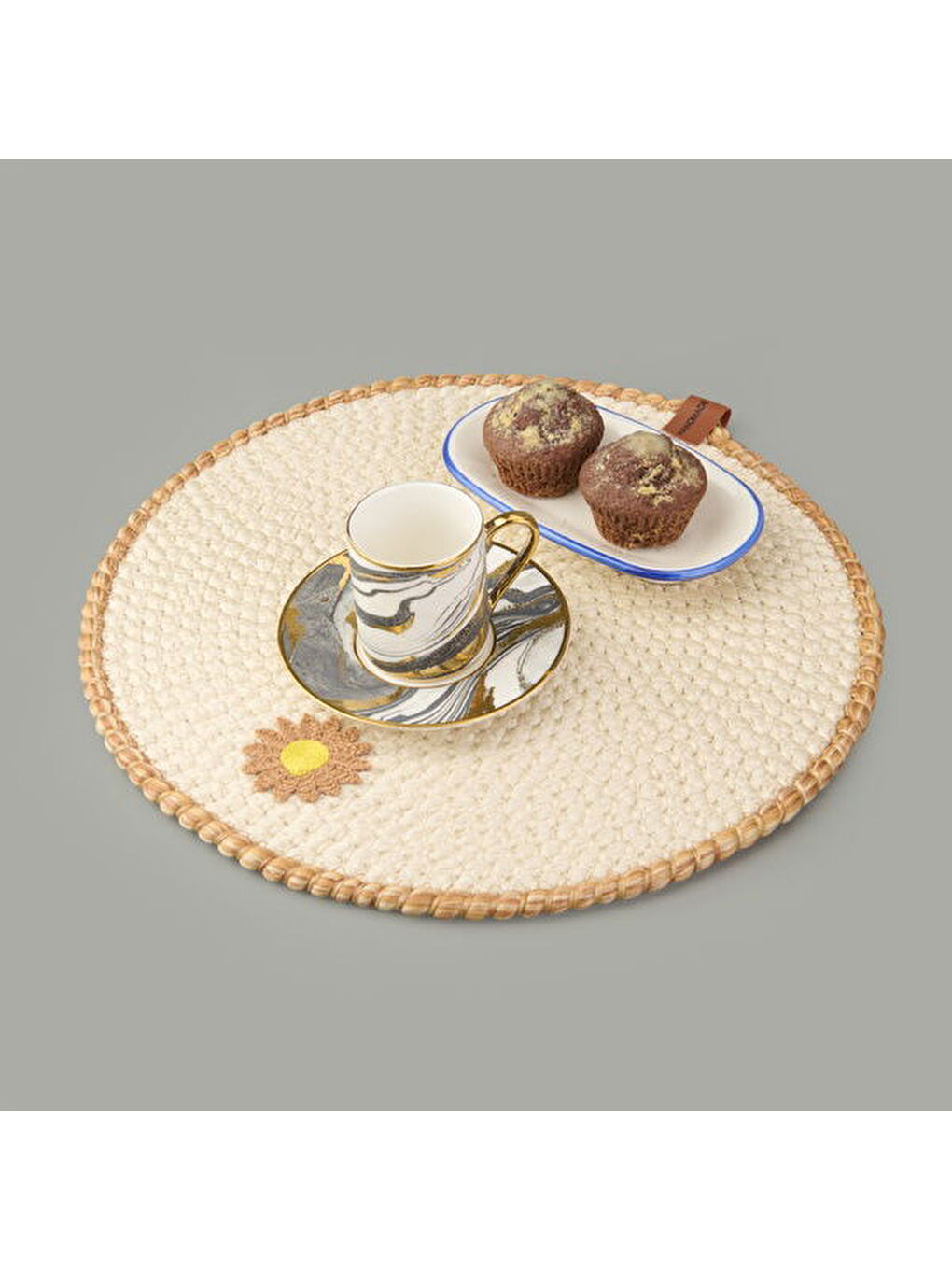 Soft Çiçek Nakışlı Supla - Ekru - 33x33 cm-3