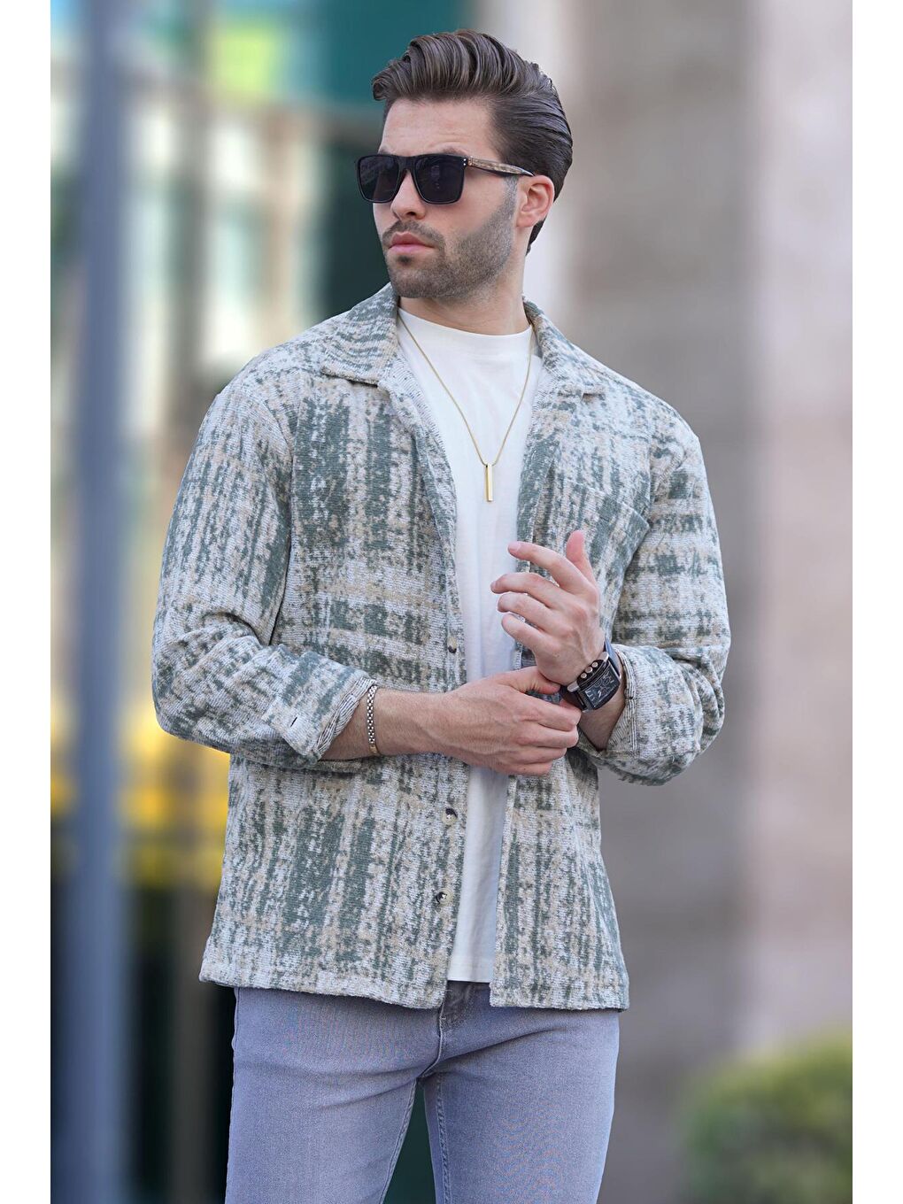 Haki Desenli Oduncu Erkek Gömlek 6749-1