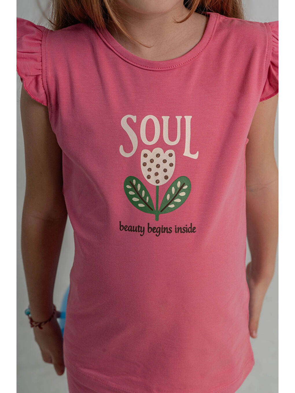 Pembe Lale Baskılı Kız Çocuk Takım 50361-1