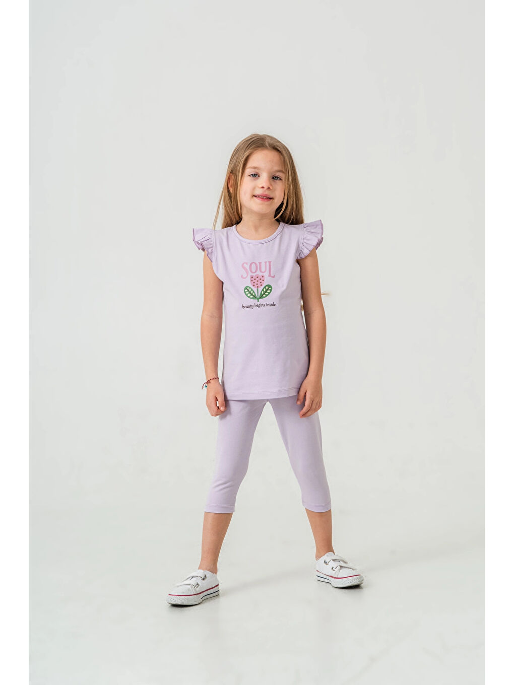 Lila Lale Baskılı Kız Çocuk Takım 50361-1