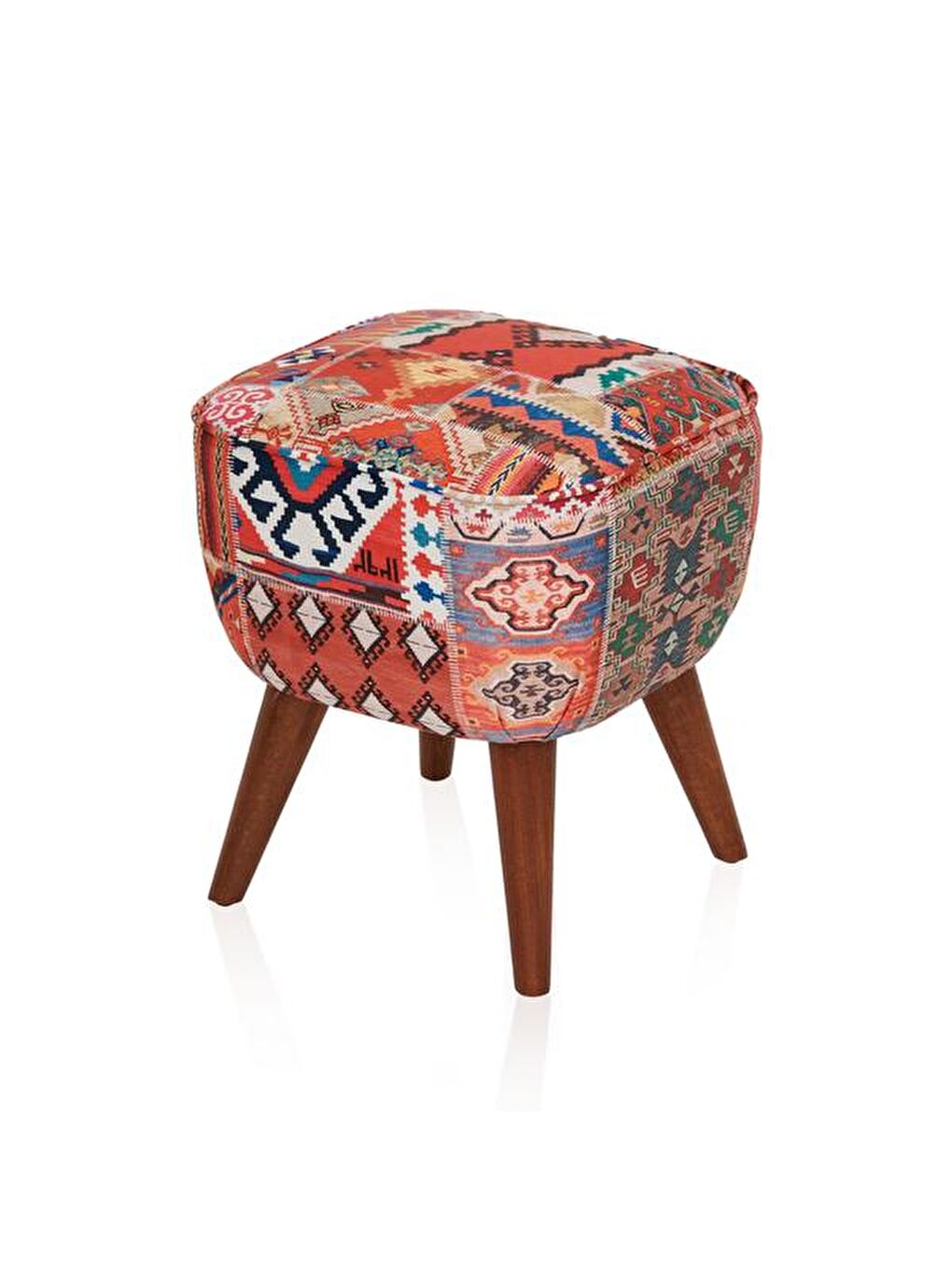 Karışık Retro Kare Dijital Patchwork Puf - Renkli-2