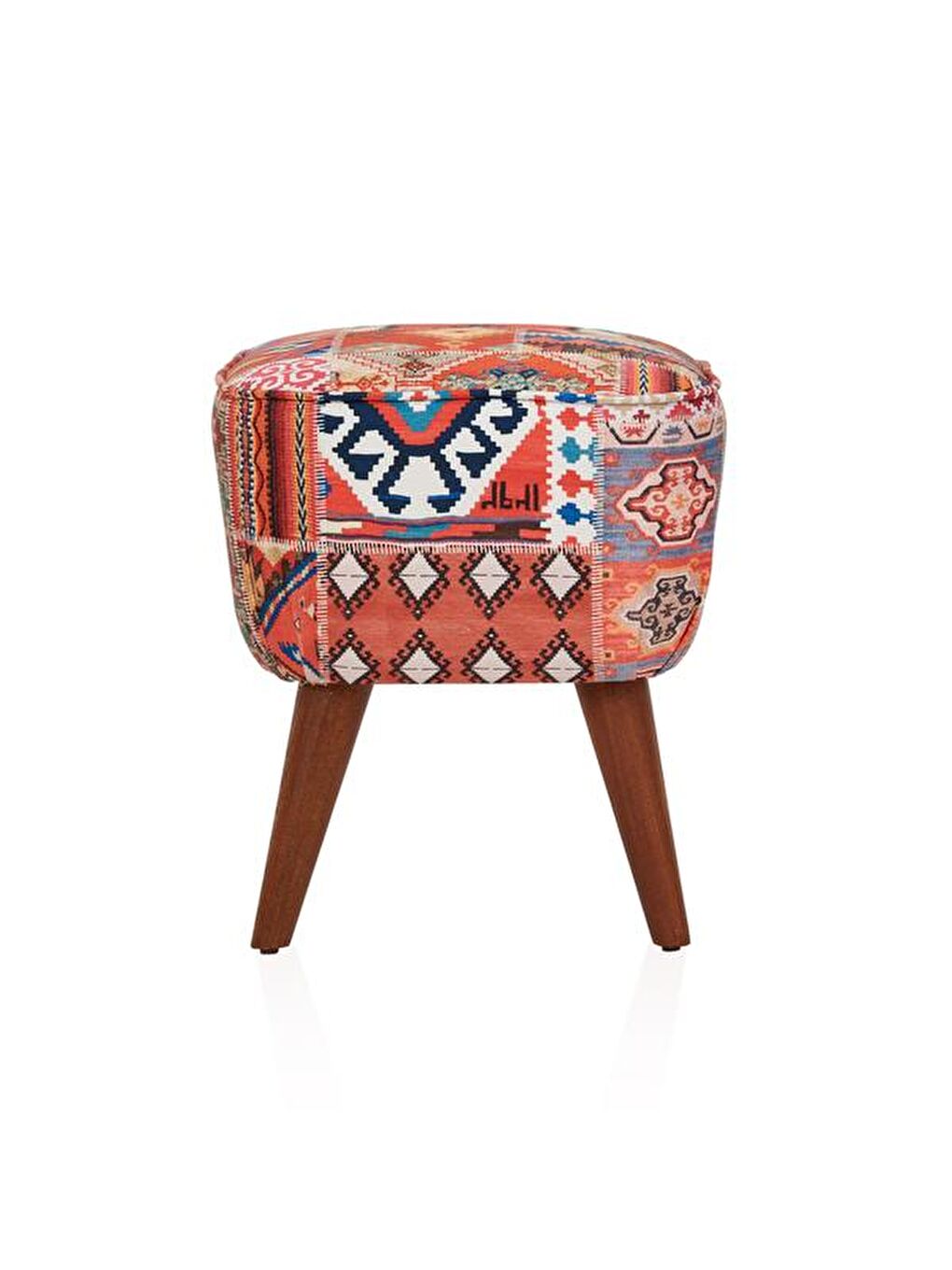 Karışık Retro Kare Dijital Patchwork Puf - Renkli-4