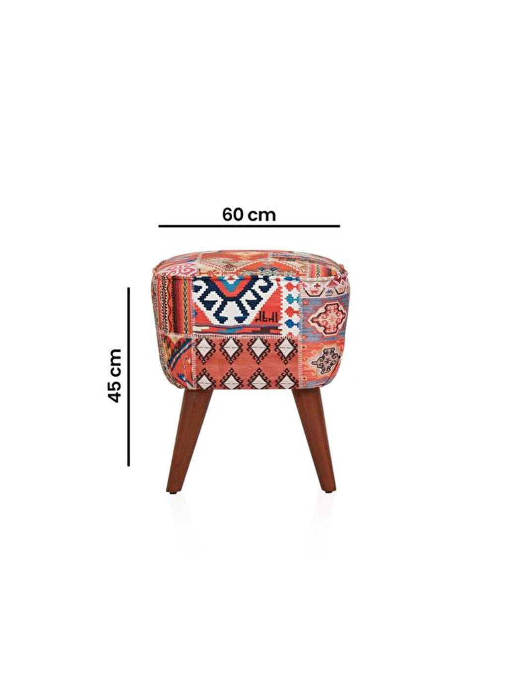 Karışık Retro Kare Dijital Patchwork Puf - Renkli-5
