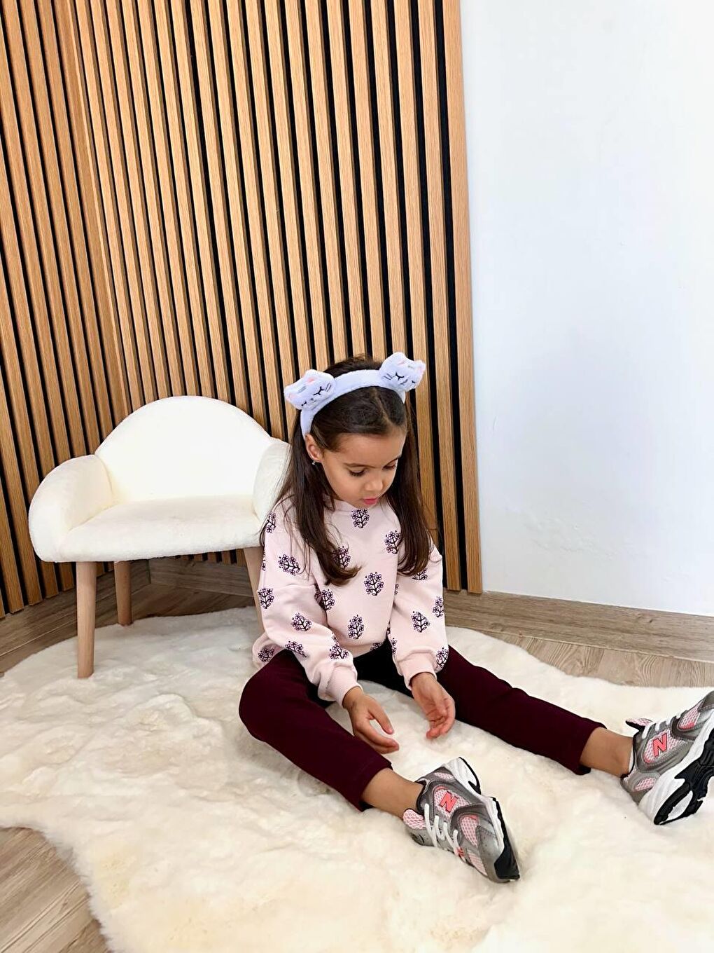 Karışık Kız Çocuk Pamuklu Lila Çiçek Desenli Sweatshirt Ve Tayt Takım – Rahat Günlük Stil-11