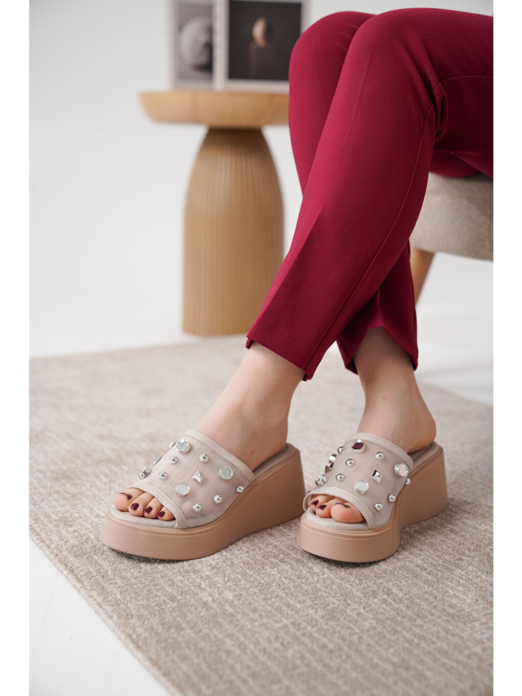 Bej D1580 Günlük Ortopedik Konforlu Terlik-3