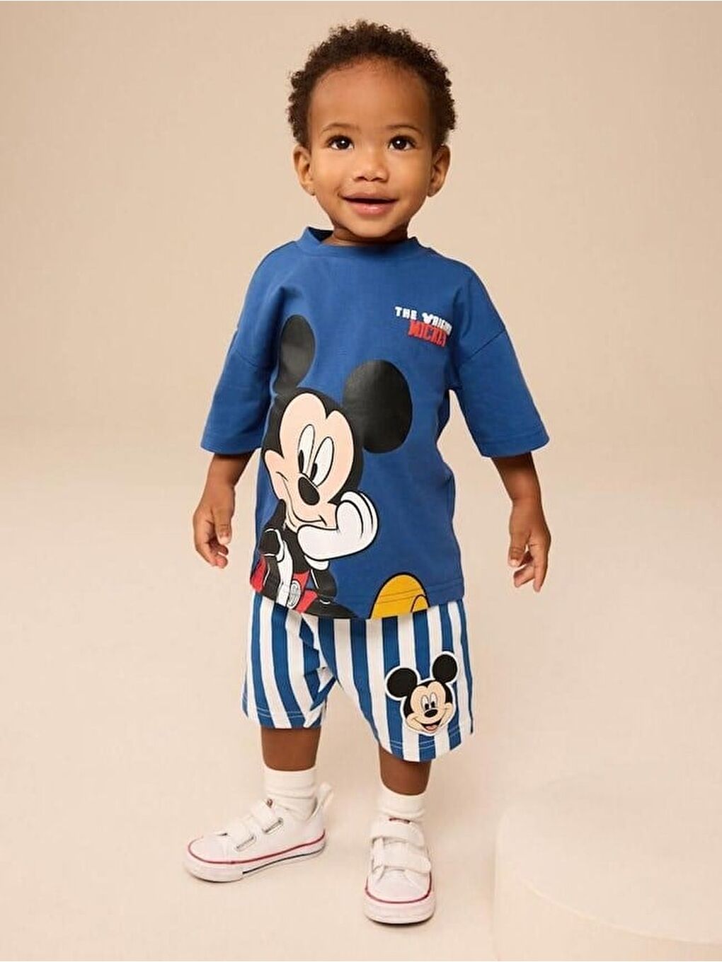 Mavi Erkek Çocuk Pamuklu Figürlü T-Shirt Şort Takım