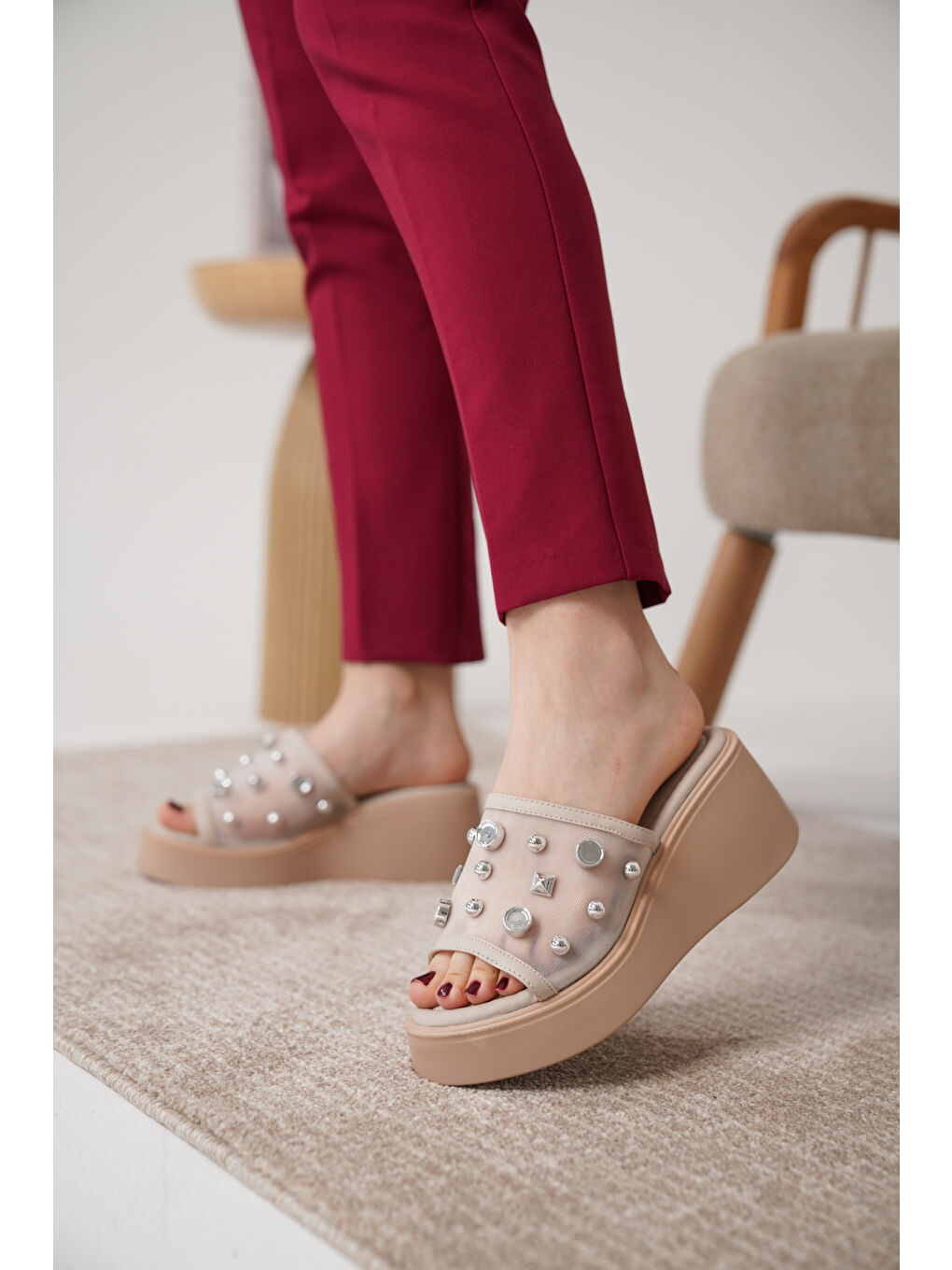 Bej D1580 Günlük Ortopedik Konforlu Terlik-4