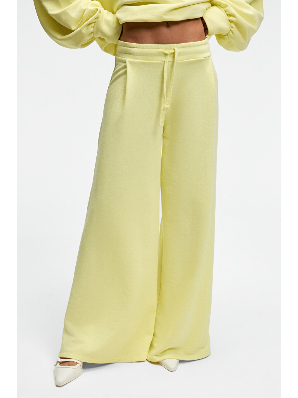 Ormıra Kadın Oversize Fit Yanları Cepli Lastikli Bel Sarı Eşofman Altı-3