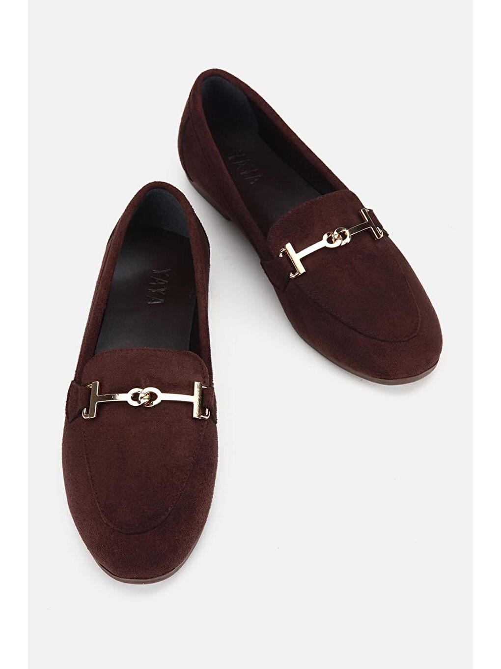 Kadın Kahverengi Süet Gold Tokalı Loafer-5