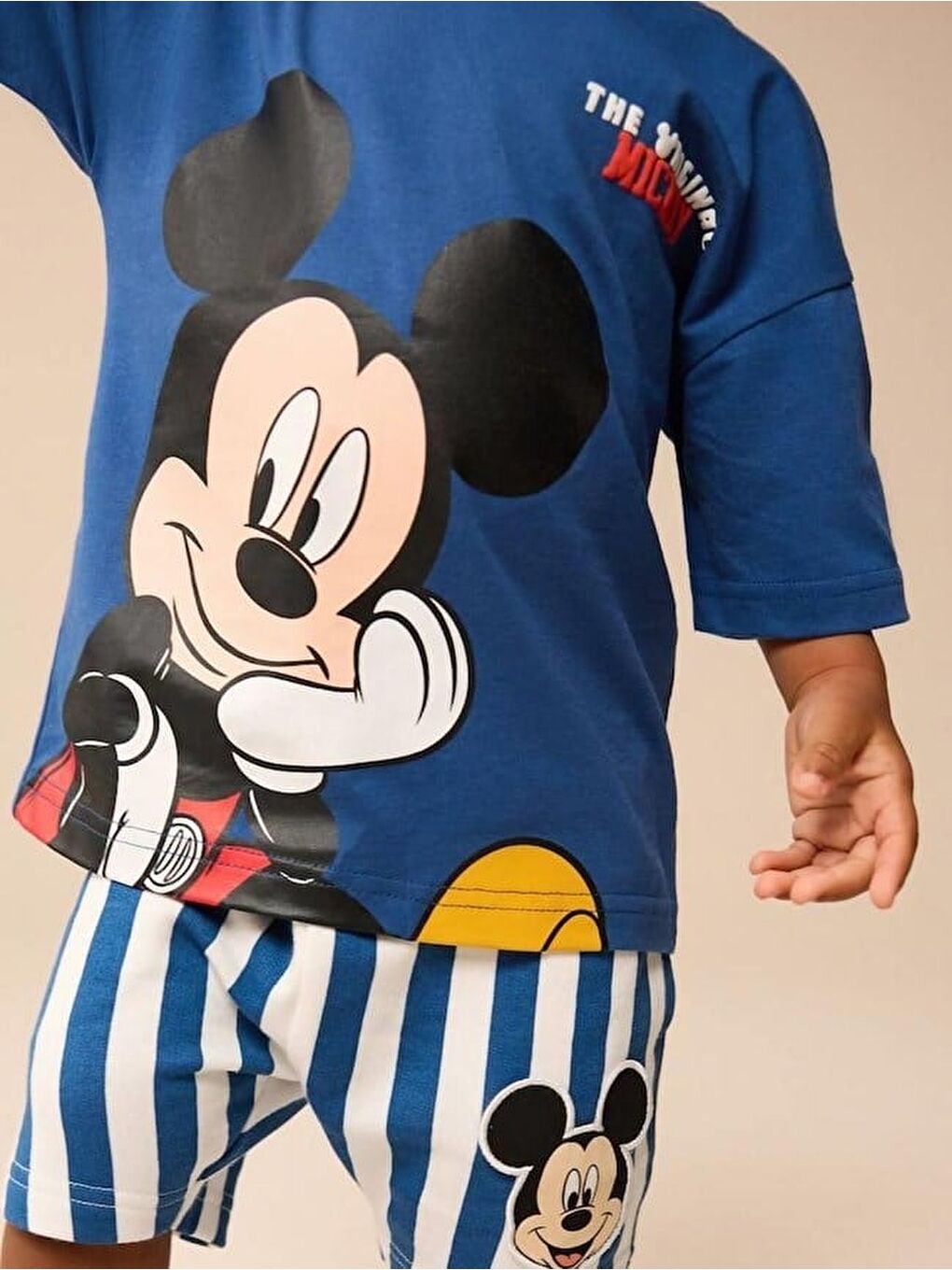 Mavi Erkek Çocuk Pamuklu Figürlü T-Shirt Şort Takım-1