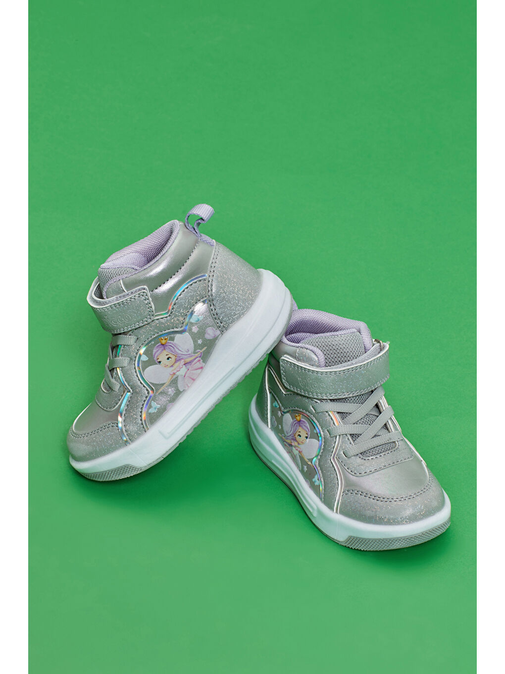 Gri Klint Işıklı Kız Bebek Gümüş Bot-4