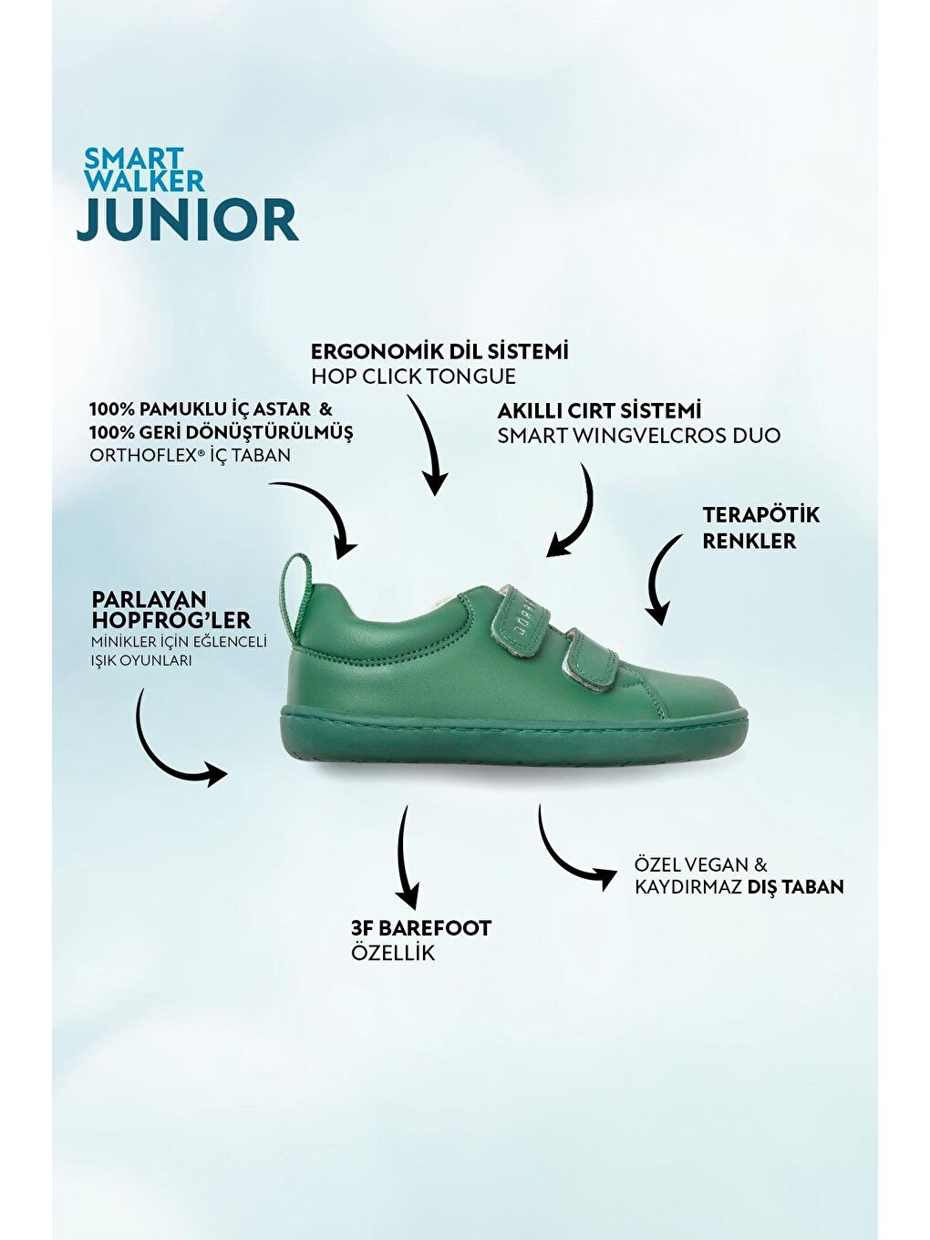 Smart Walker Junior Yeşil Işık Barefoot Çocuk Ayakkabı-2