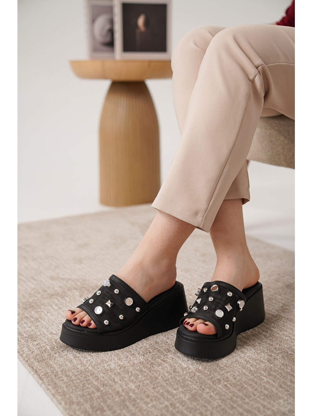 Siyah D1580 Günlük Ortopedik Konforlu Terlik-3