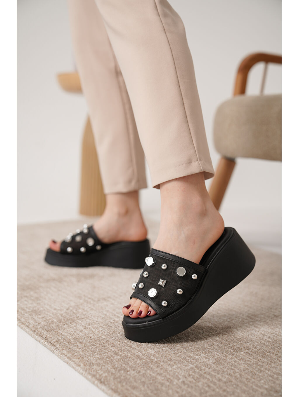 Siyah D1580 Günlük Ortopedik Konforlu Terlik-4