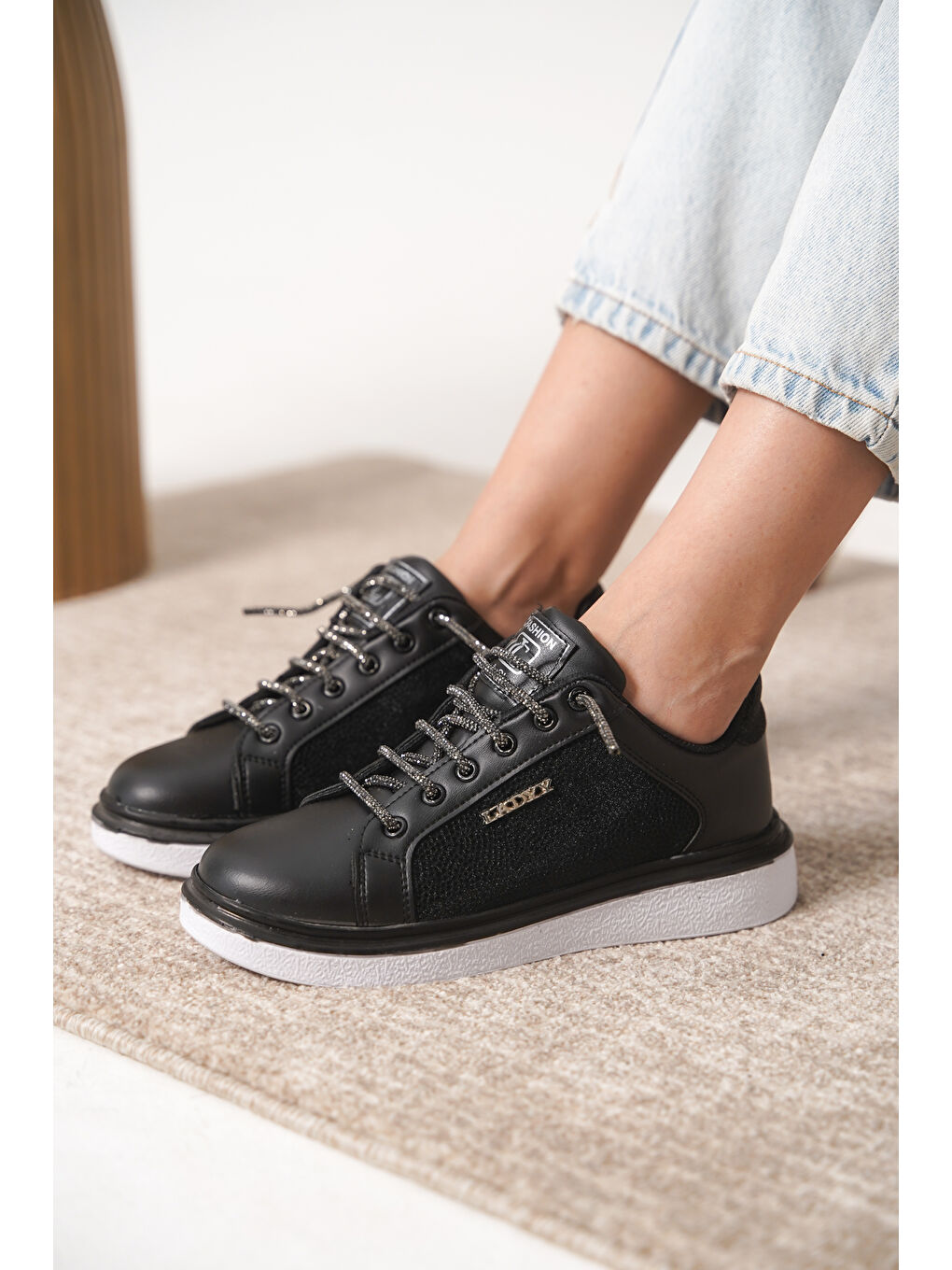 Siyah D0703 Günlük Ortopedik Kadın Sneaker Spor Ayakkabı-3