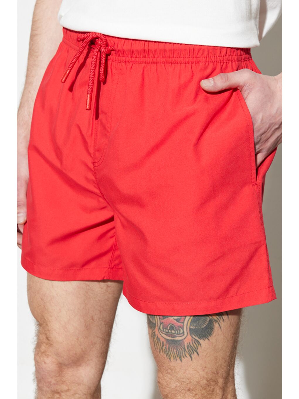 Regular Fit Normal Kesim Normal Bel Kırmızı Deniz Şortu-2