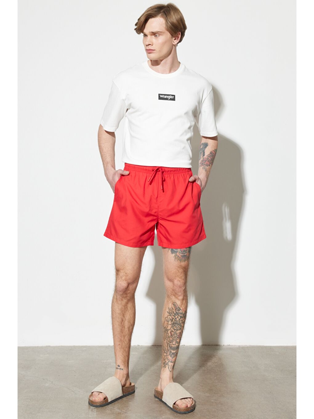 Regular Fit Normal Kesim Normal Bel Kırmızı Deniz Şortu-3