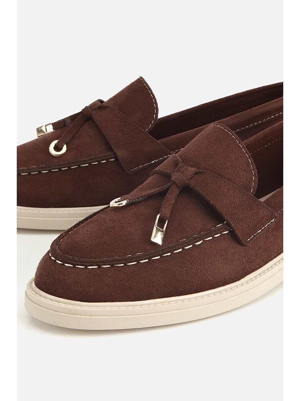 Kadın Kahverengi Süet Püsküllü Günlük Loafer-2