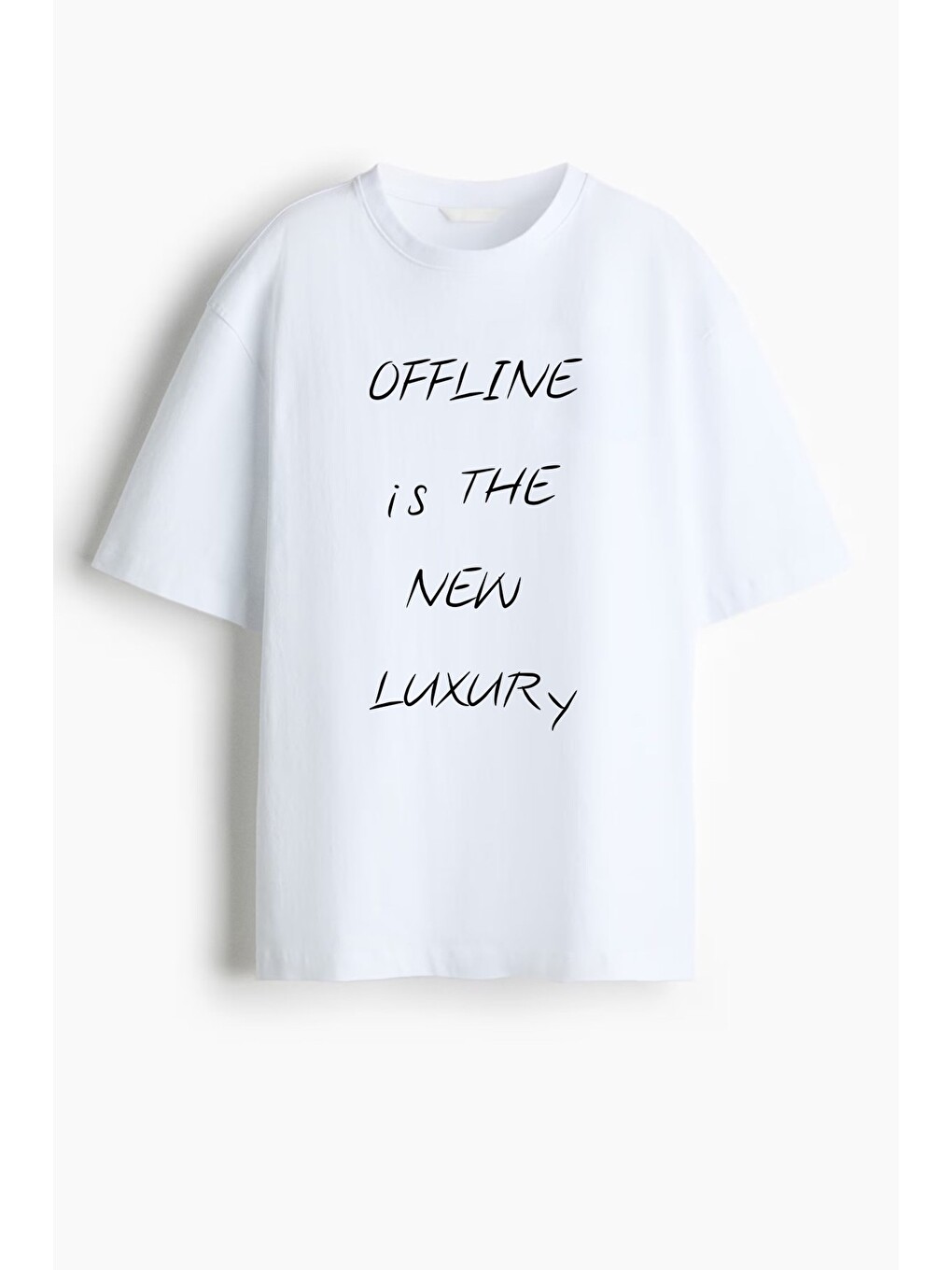 Kadın Premium Kumaş Ekru Baskılı Oversize T-Shirt-1