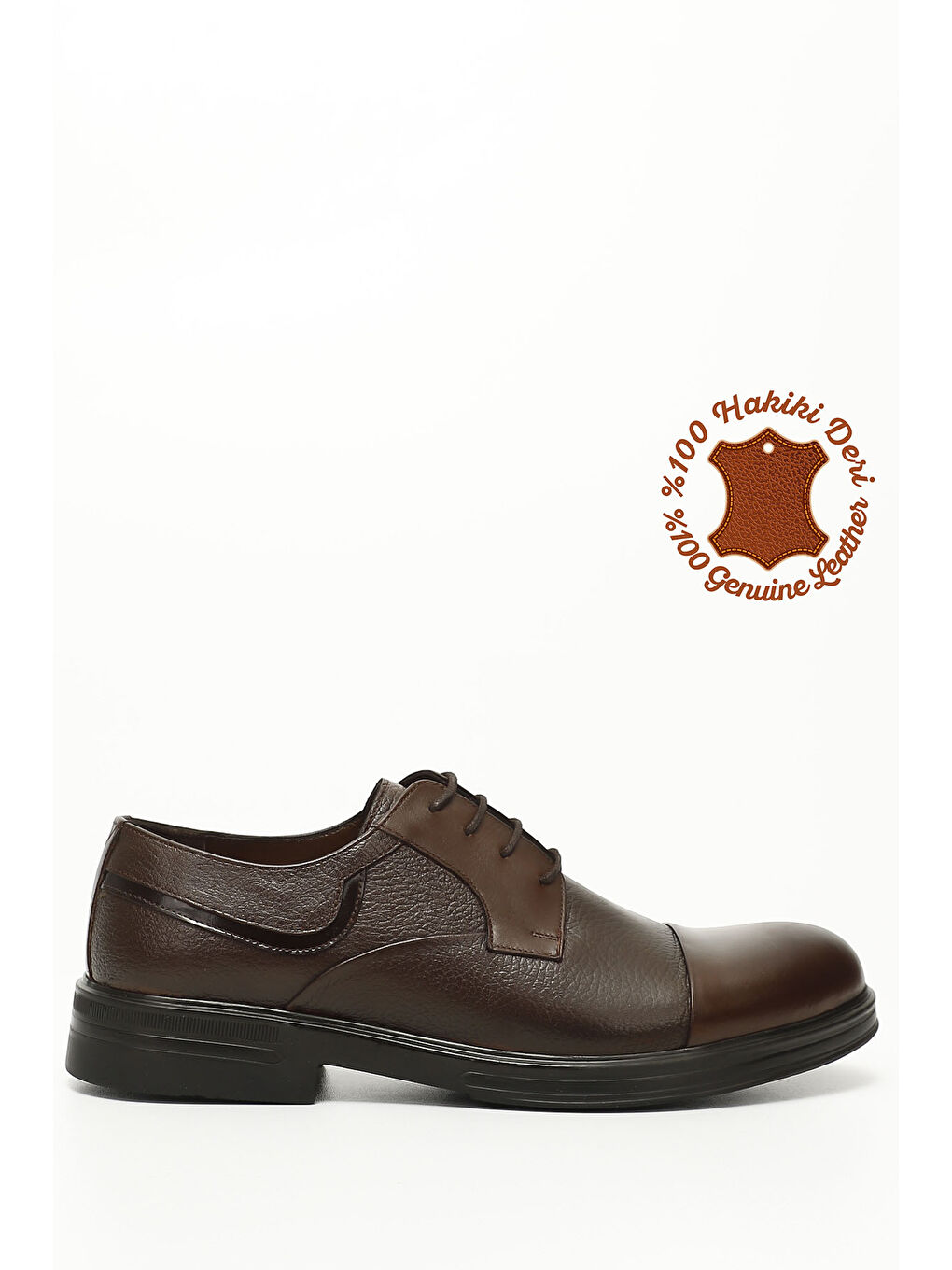 Kahverengi Erkek ORTA KAHVERENGİ Bağcıklı Baskılı Hakiki Deri Klasik Ayakkabı