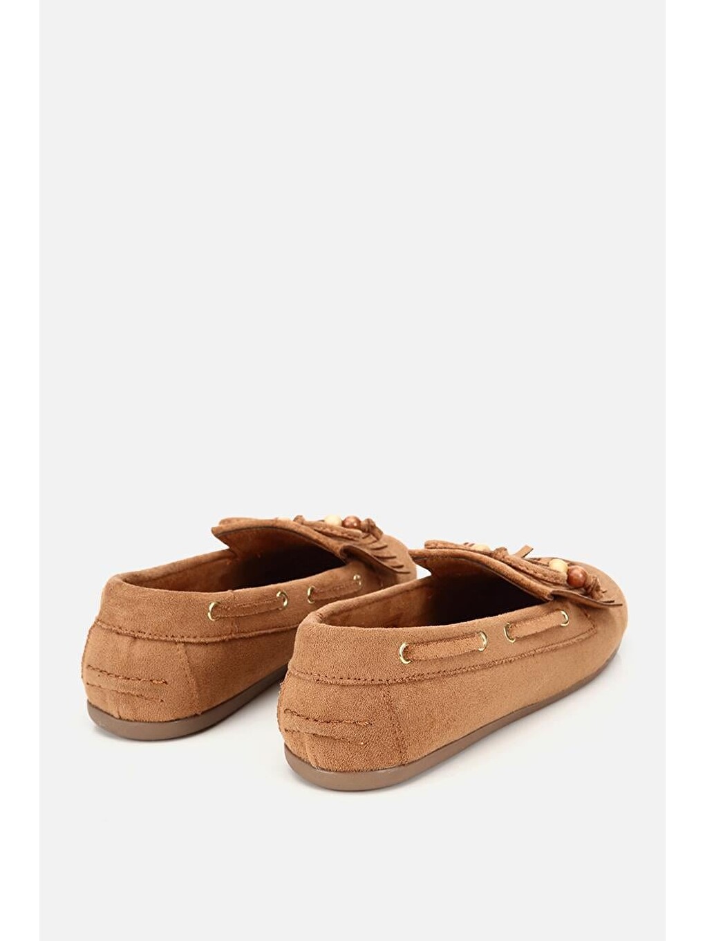 Kahverengi Kadın Taba Süet Fiyonk Detaylı Bağcıklı Loafer-2