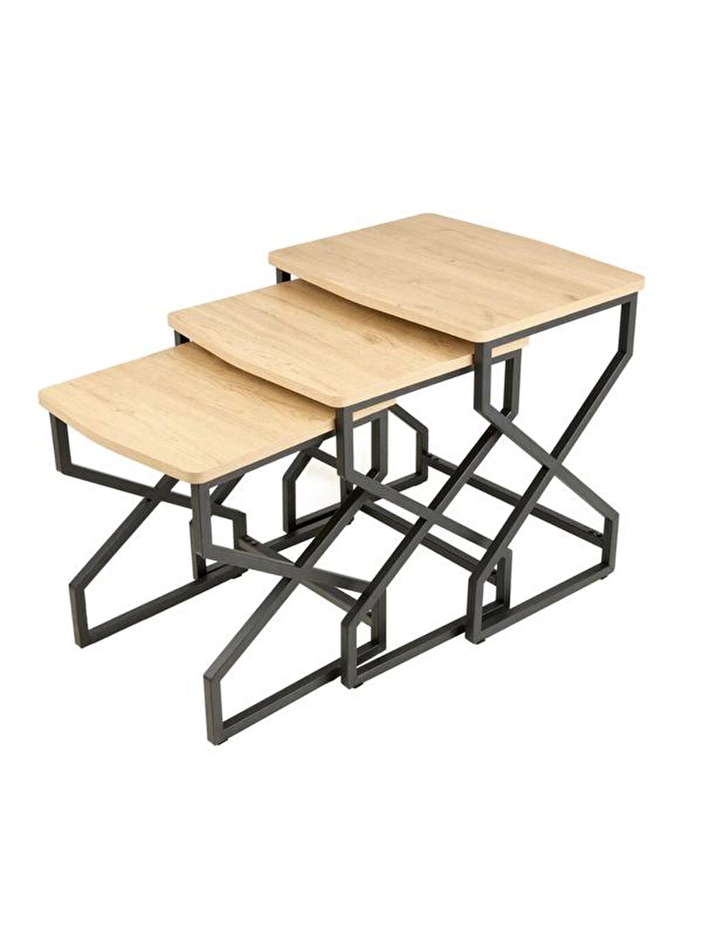 Kahverengi Pole Zigon Sehpa - Sepet / Siyah