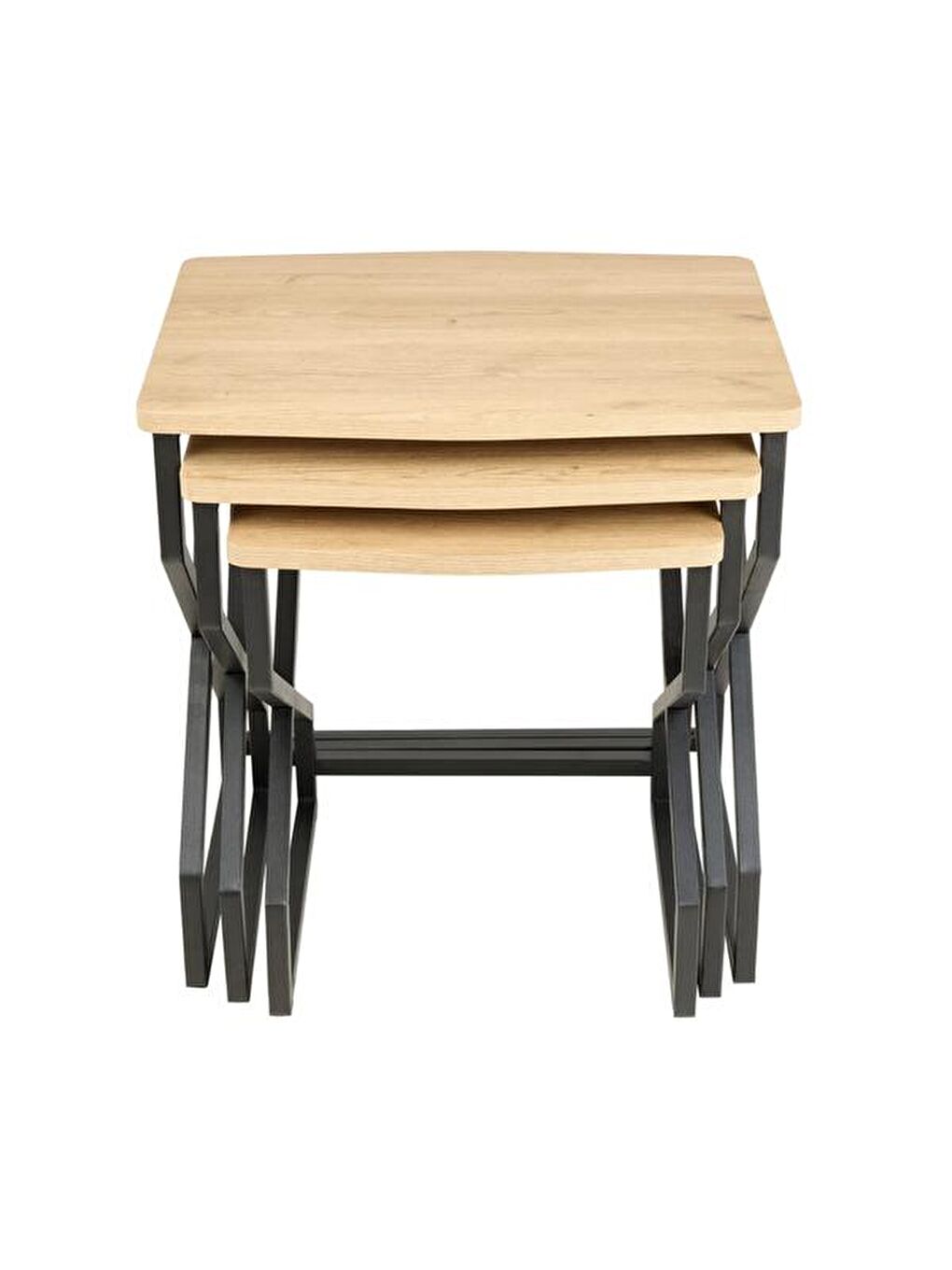 Kahverengi Pole Zigon Sehpa - Sepet / Siyah-4