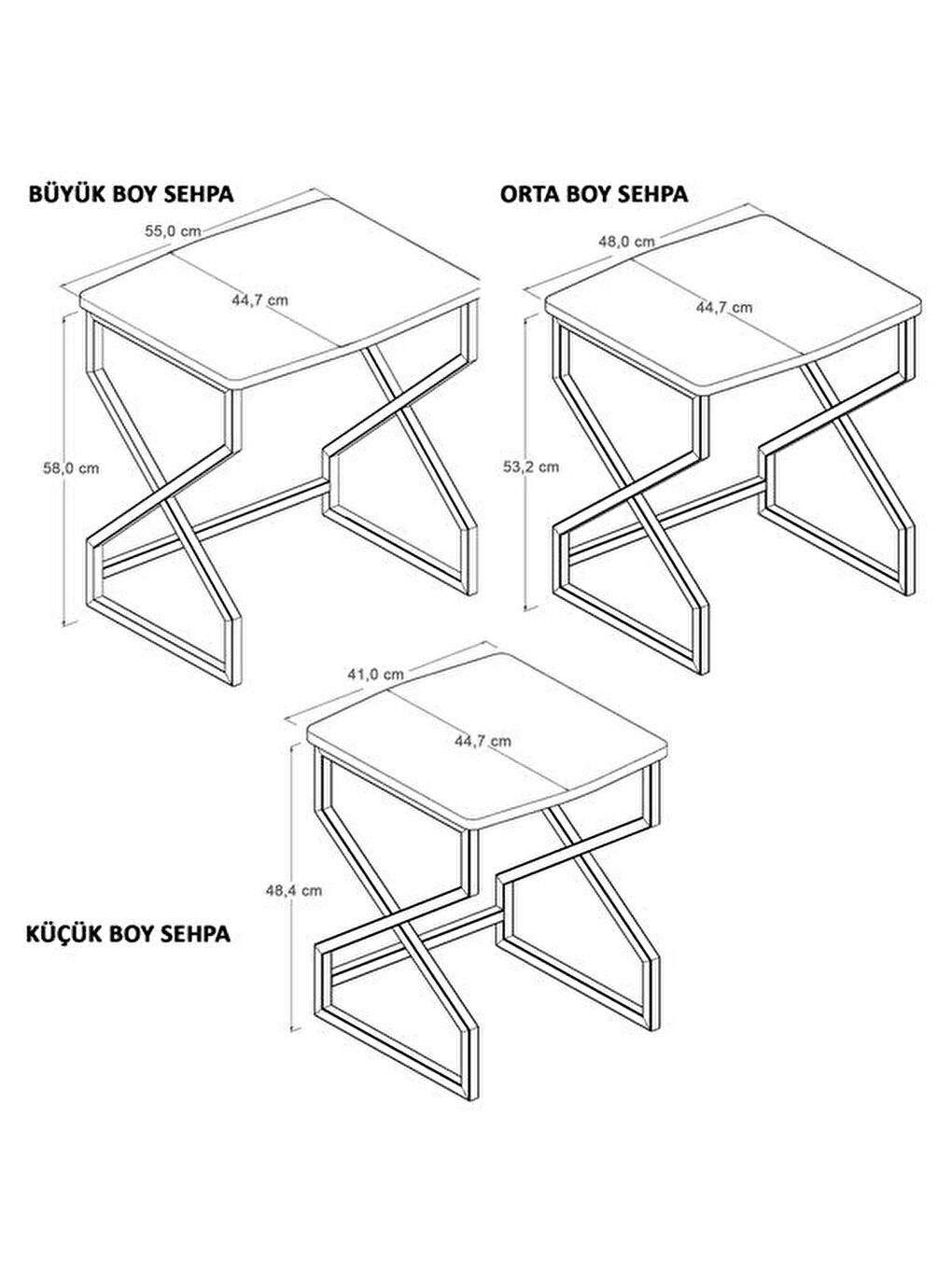 Kahverengi Pole Zigon Sehpa - Sepet / Siyah-5