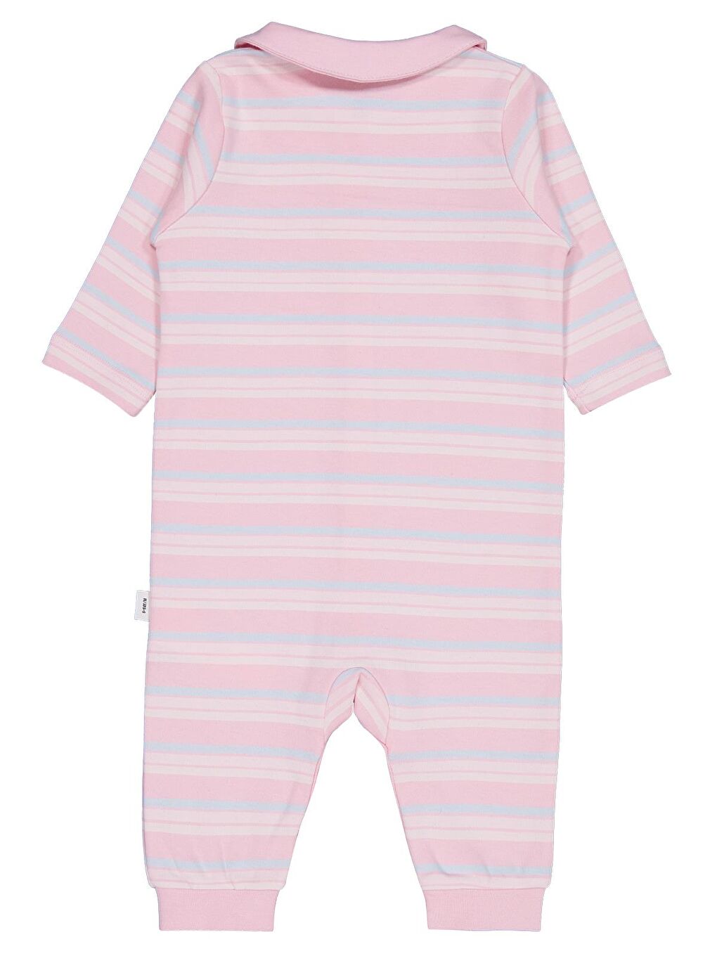 Baby Bebe Yakalı Çizgili 6-18 Ay Tulum - Pembe-1