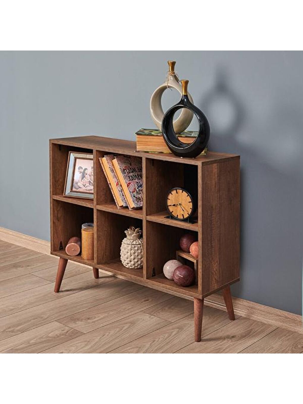 Kahverengi Paris Kutu Kitaplık - Barok Ceviz-2