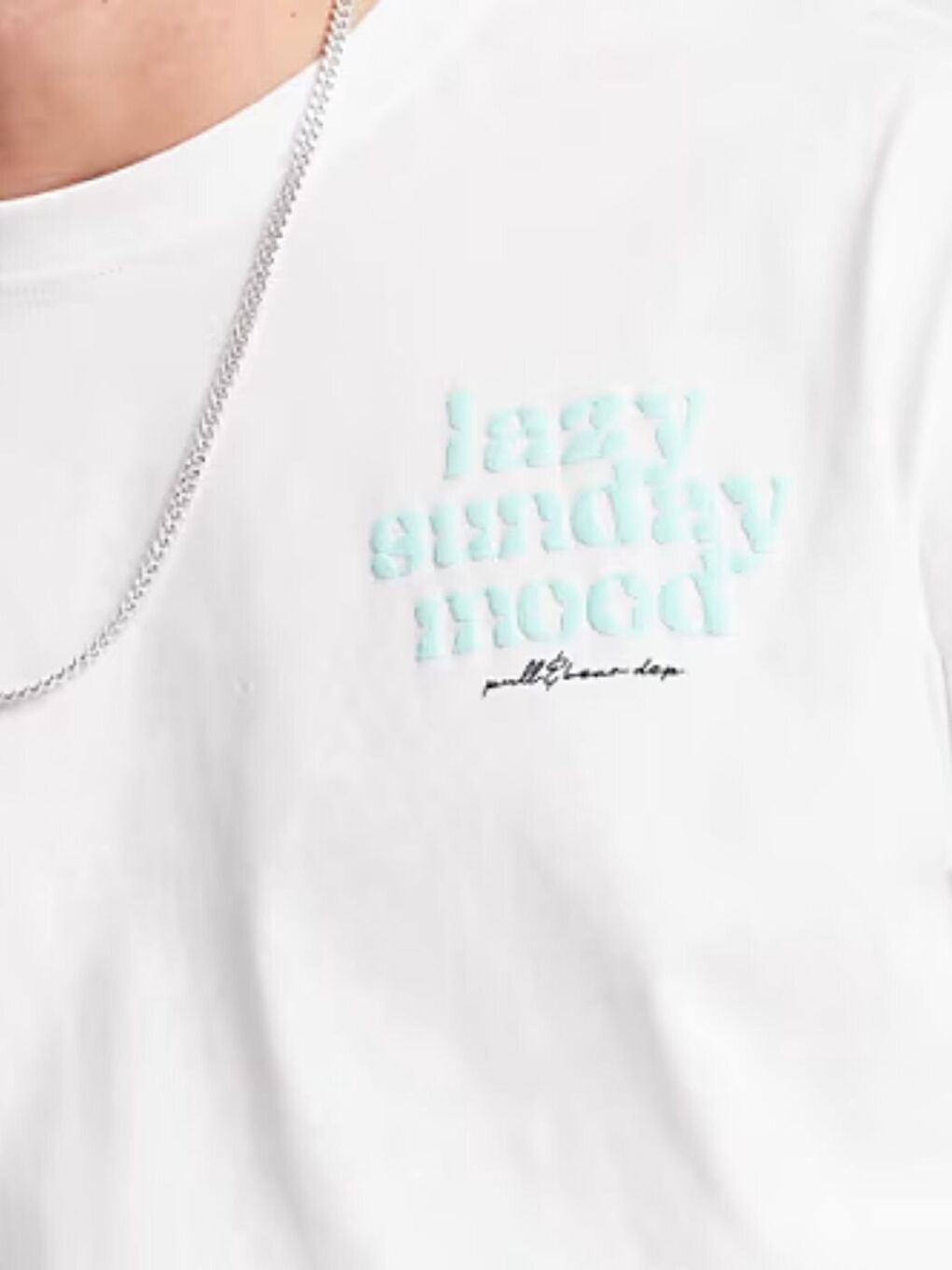 Beyaz Lazzy Baskılı Penye Tişört-2