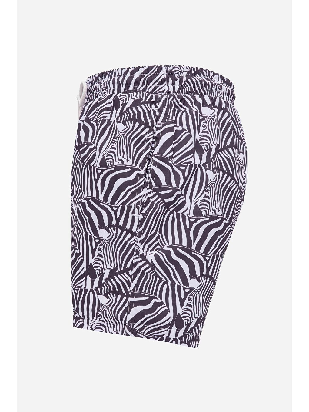 Karışık Erkek Standart Fit Hızlı Kuruyan Desenli Siyah-Beyaz Mayo Deniz Şortu-2