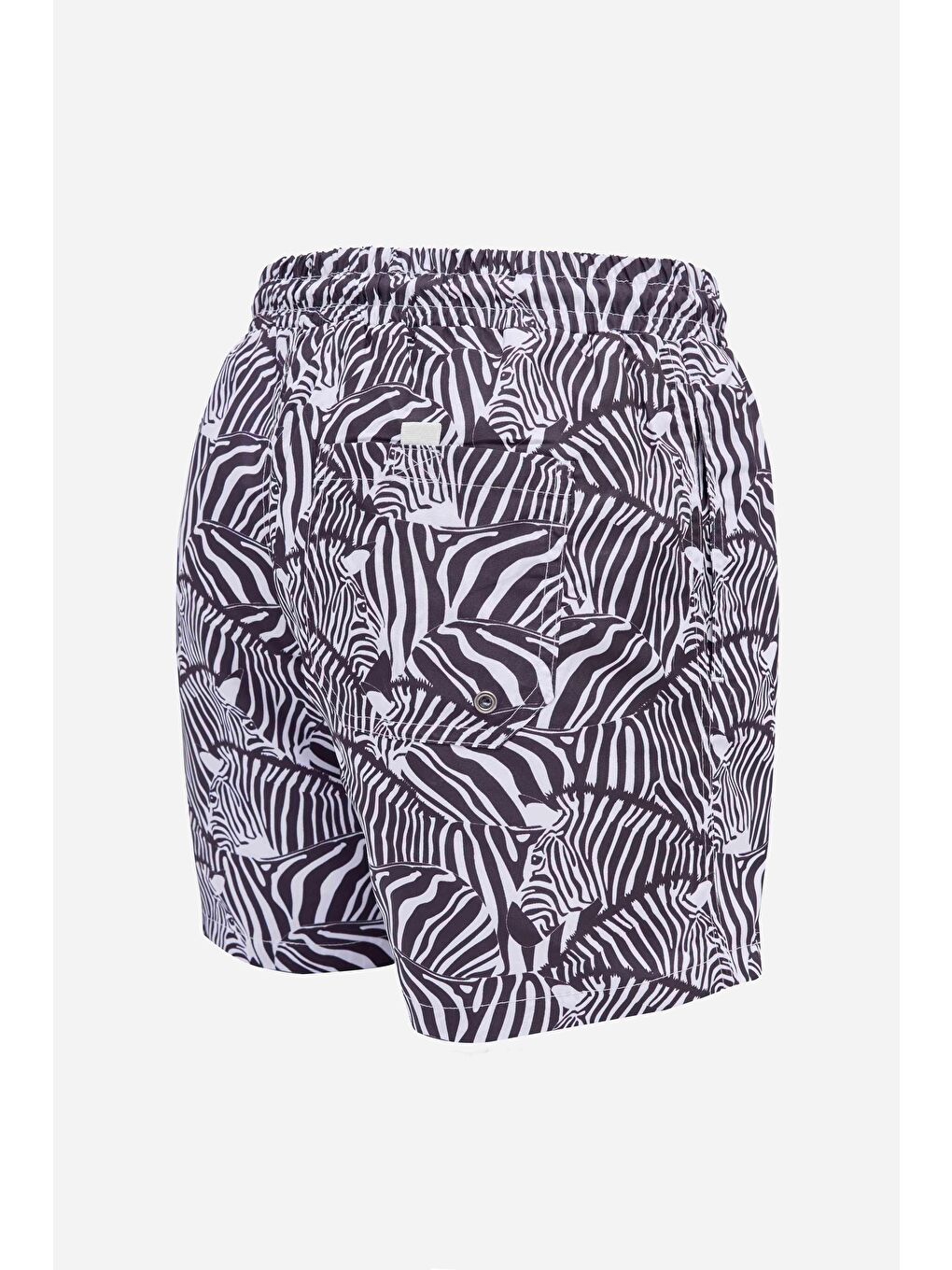 Karışık Erkek Standart Fit Hızlı Kuruyan Desenli Siyah-Beyaz Mayo Deniz Şortu-3