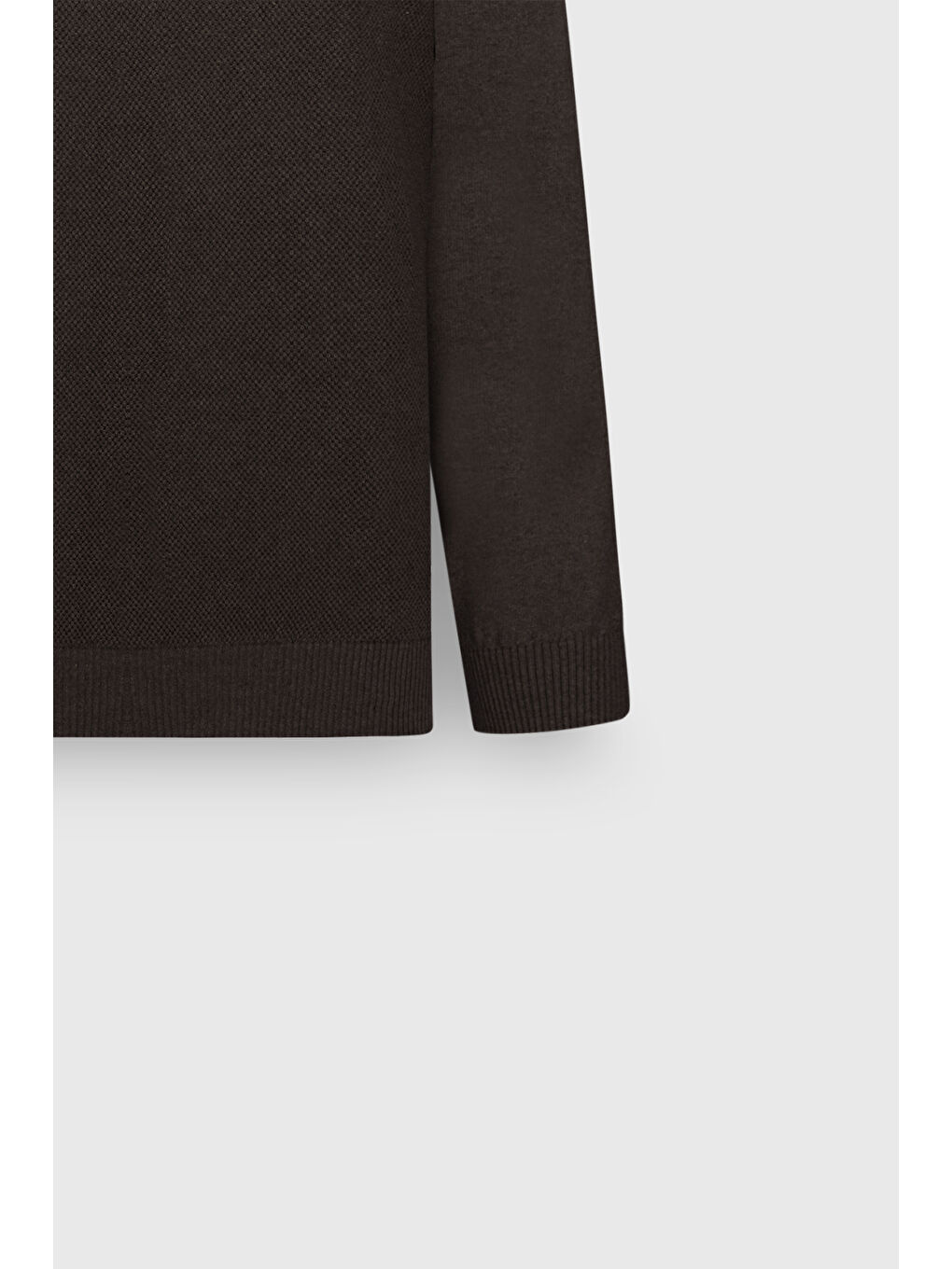 Erkek Kahverengi Pamuklu Standart Fit Normal Kesim Bisiklet Yaka Jakarlı Triko Kazak-7