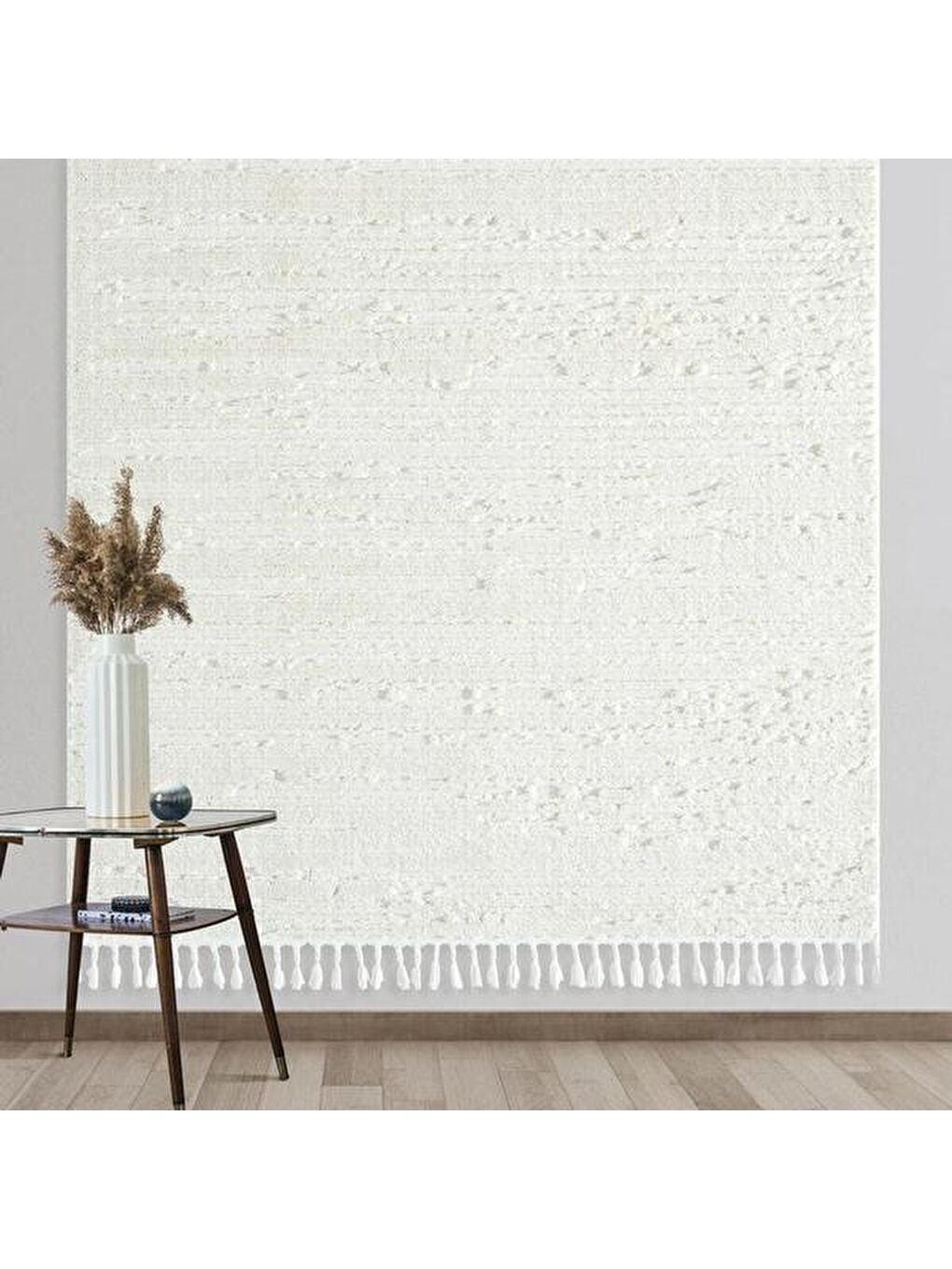 Ekru Bilbao White Swan Saçaklı Çizgi Desenli Halı - Krem - 120x180 cm-2