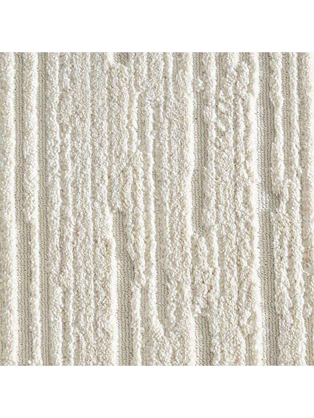 Ekru Bilbao White Swan Saçaklı Çizgi Desenli Halı - Krem - 120x180 cm-3