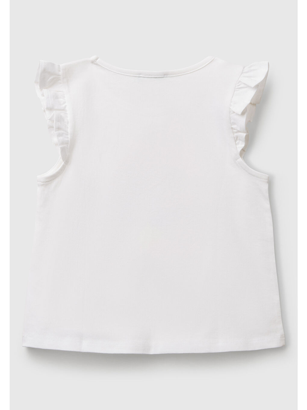 Kız Çocuk Beyaz Mix Önü Baskılı Pile Kollu T-Shirt-1