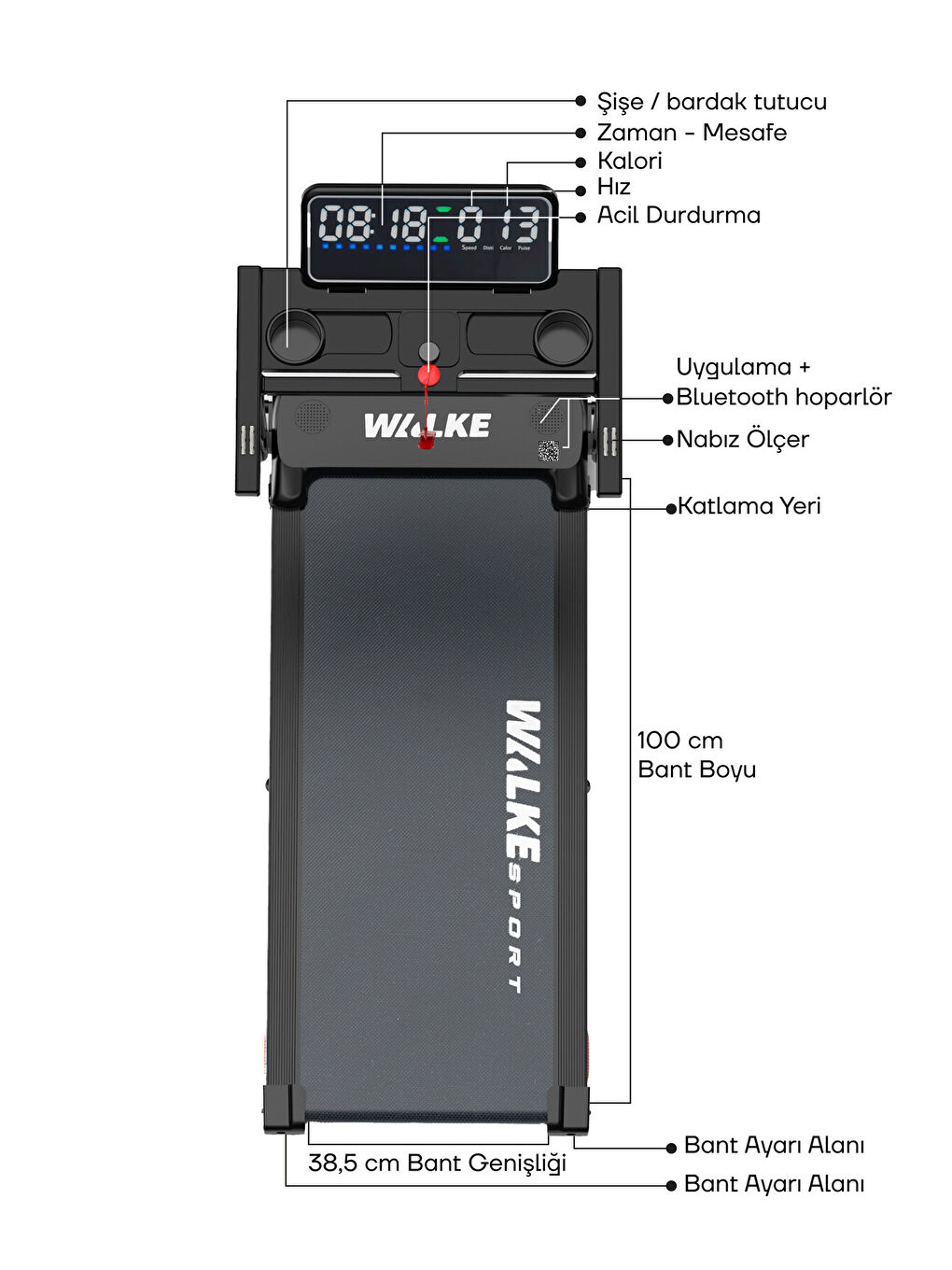 Siyah PREMİUM KOMPAKT KOŞU BANDI