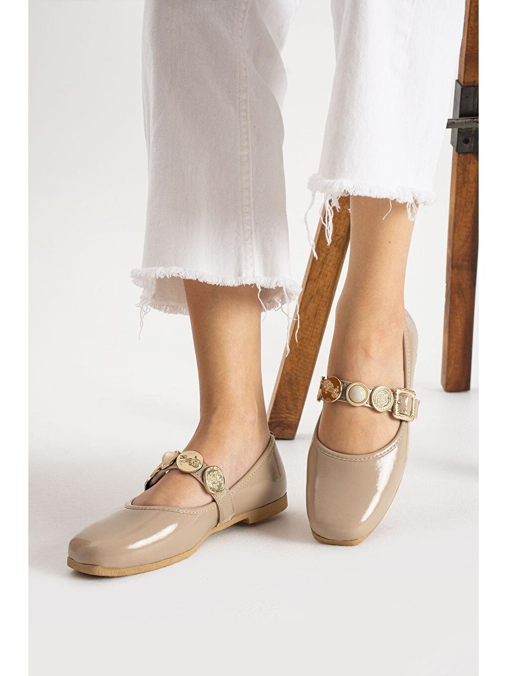 Bej STL-110 Turalı Babet Günlük Kadın Ayakkabı Ev Babeti