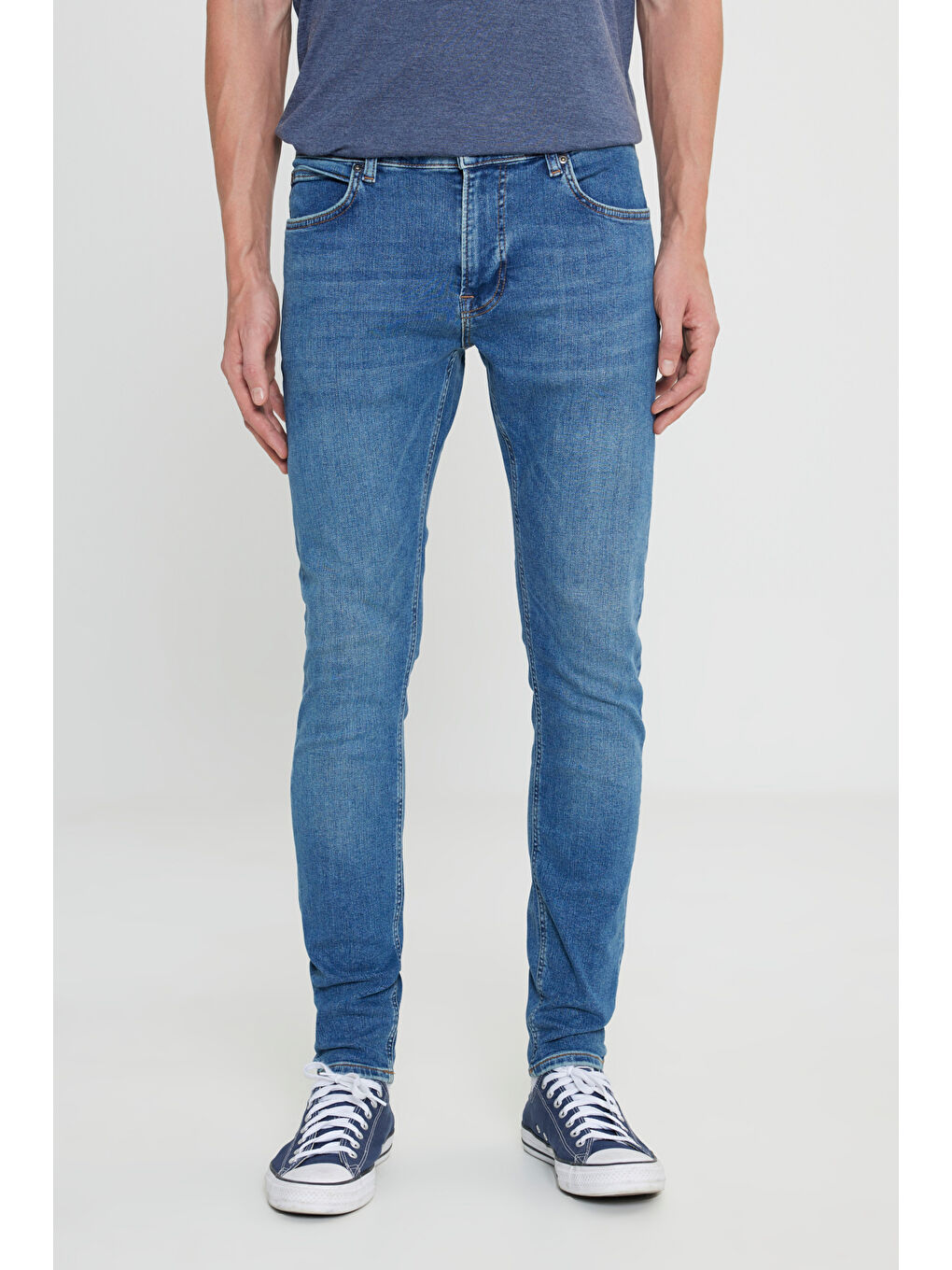 Malone Skinny Fit Dar Kesim Normal Bel Açık Mavi Esnek Jean Pantolon-2