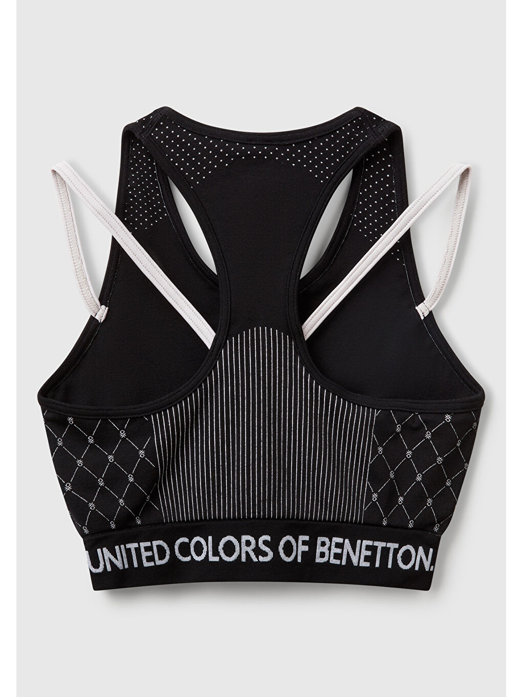 Kadın Siyah Desenli Beli Logo Bantlı Askı Detaylı Crop Atlet-3