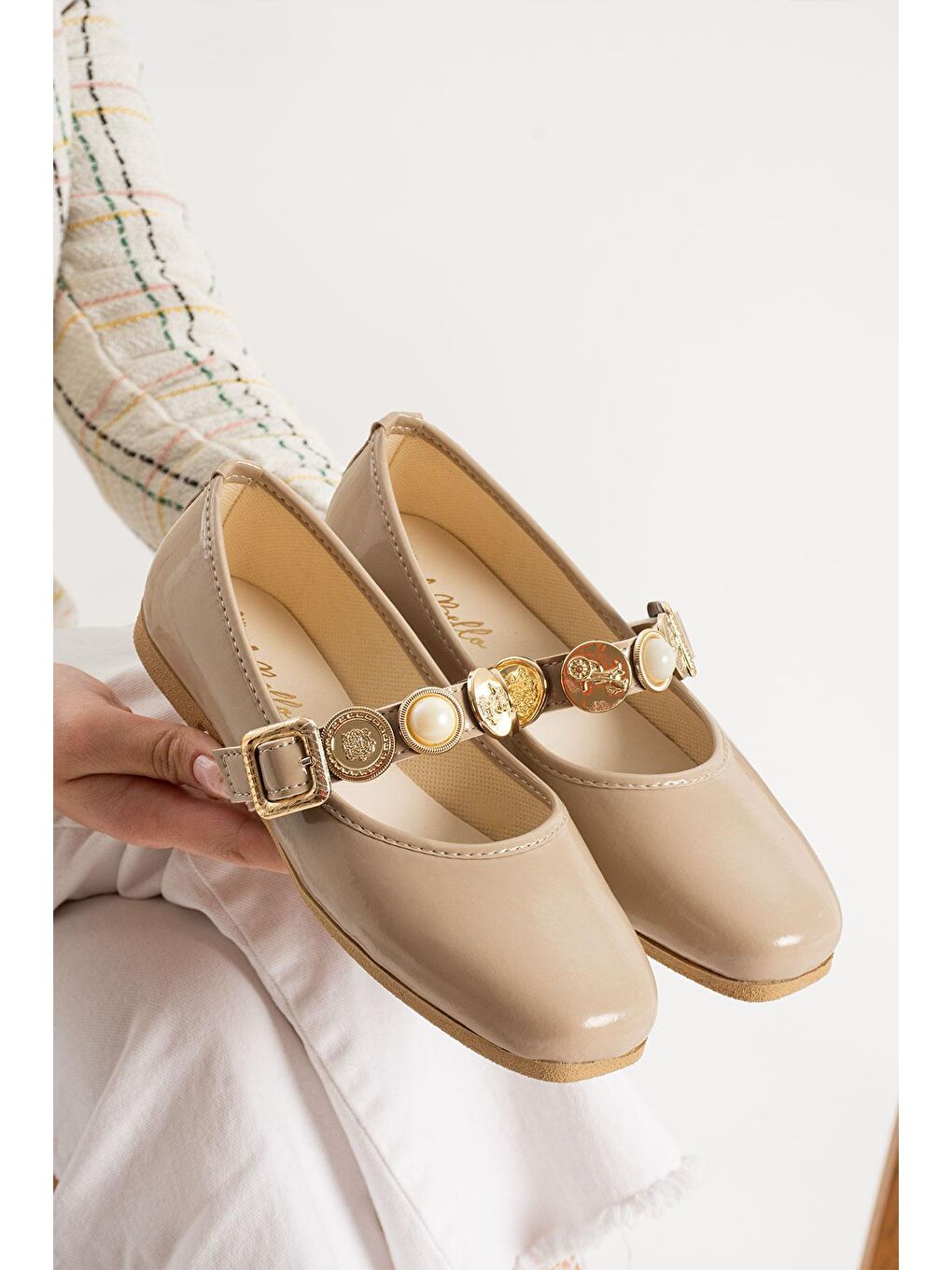 Bej STL-110 Turalı Babet Günlük Kadın Ayakkabı Ev Babeti-3