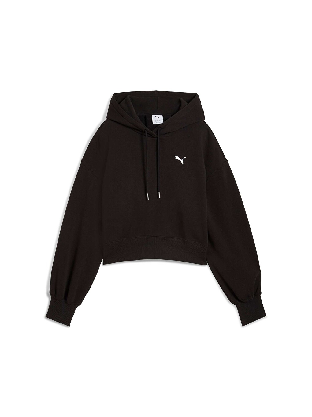 Siyah WARDROBE ESSENTIALS Kadın Geniş Kesim Kısa Kapüşonlu SWEATSHIRT