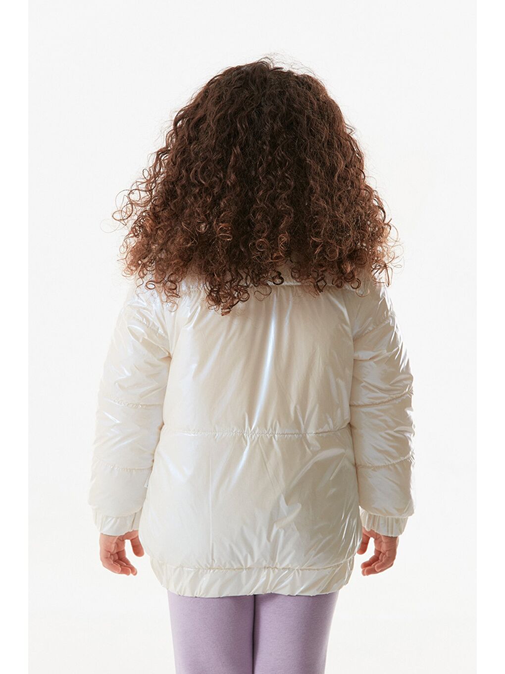 Ekru Flamingo Armalı Işıklı Kız Çocuk Mont-2