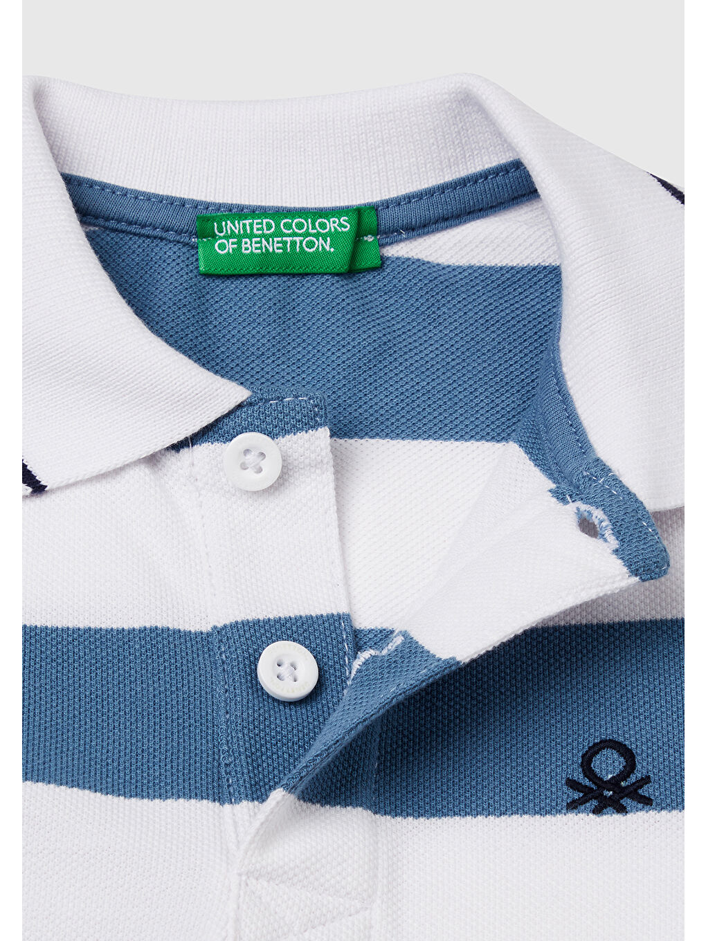 Erkek Çocuk Mavi Mix Çizgili Logo İşlemeli Polo Tişört-2